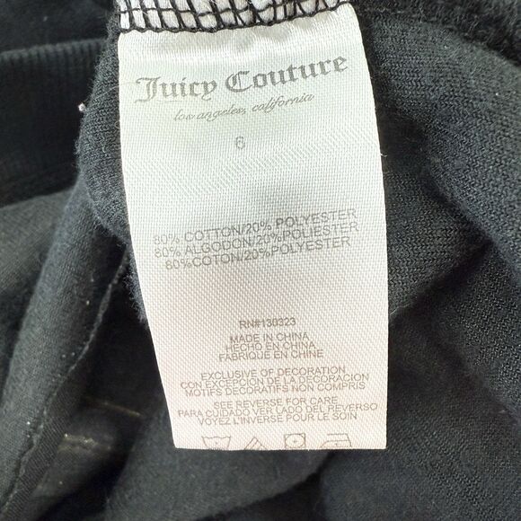 Juicy Couture Sweatshirt Girls Size 6 Black Velour Sweater Ribbon Embellished - Picture 6 of 9